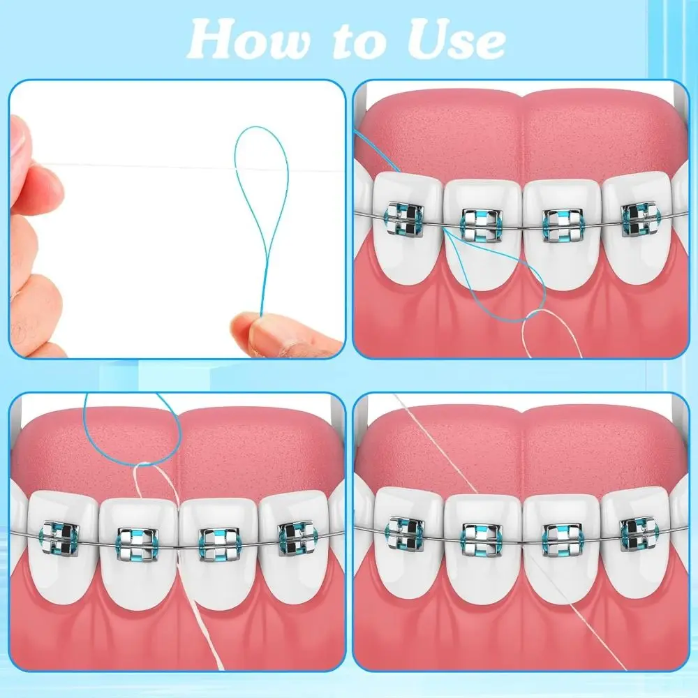 Nylon Loop Design Dental Floss Threaders Orthodontic Interdental Needle Tooth Brackets Wire Holder Disposable Cleaning for 70Pcs