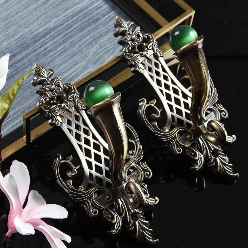 2Pcs/set Curtain Hooks Holder Hanger Bronze Display Rack Wall Hook Curtain decoration Accessories