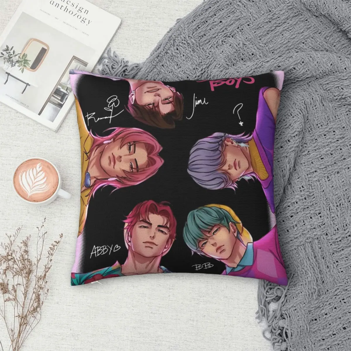 

Saja Boys Kpop Demon Hunters Pink Pillowcase Soft Polyester Cushion Cover Gift Throw Pillow Case Cover Home Zipper 40X40cm