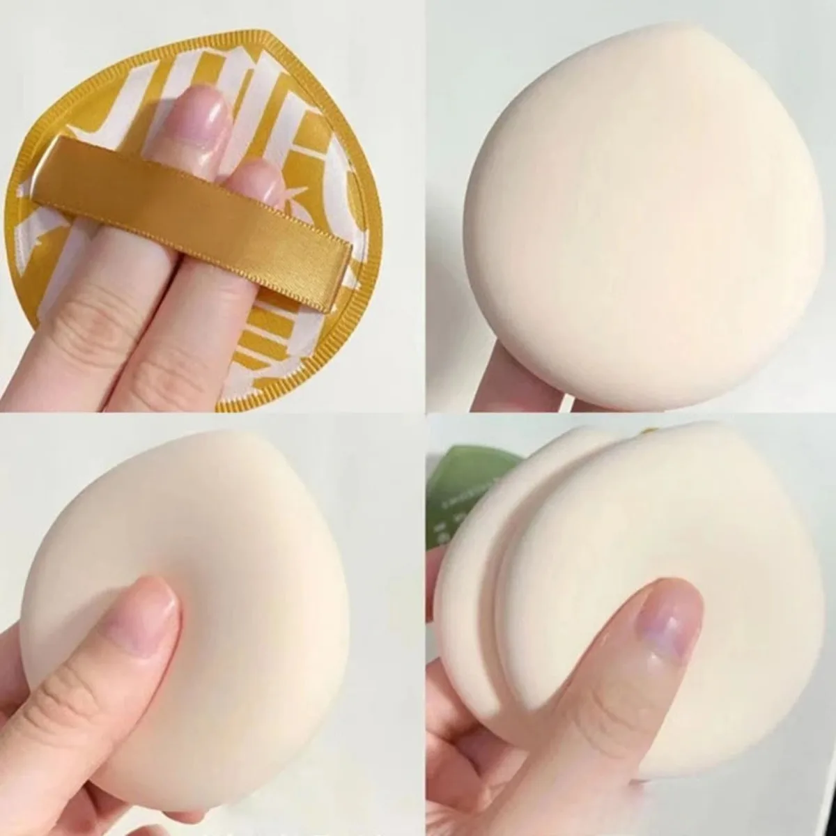 柔らかい革のメイクアップスポンジ,エアクッション,ファンデーション,化粧品パフ,ウェットおよびドライ用,綿のメイクアップツール,3ユニット