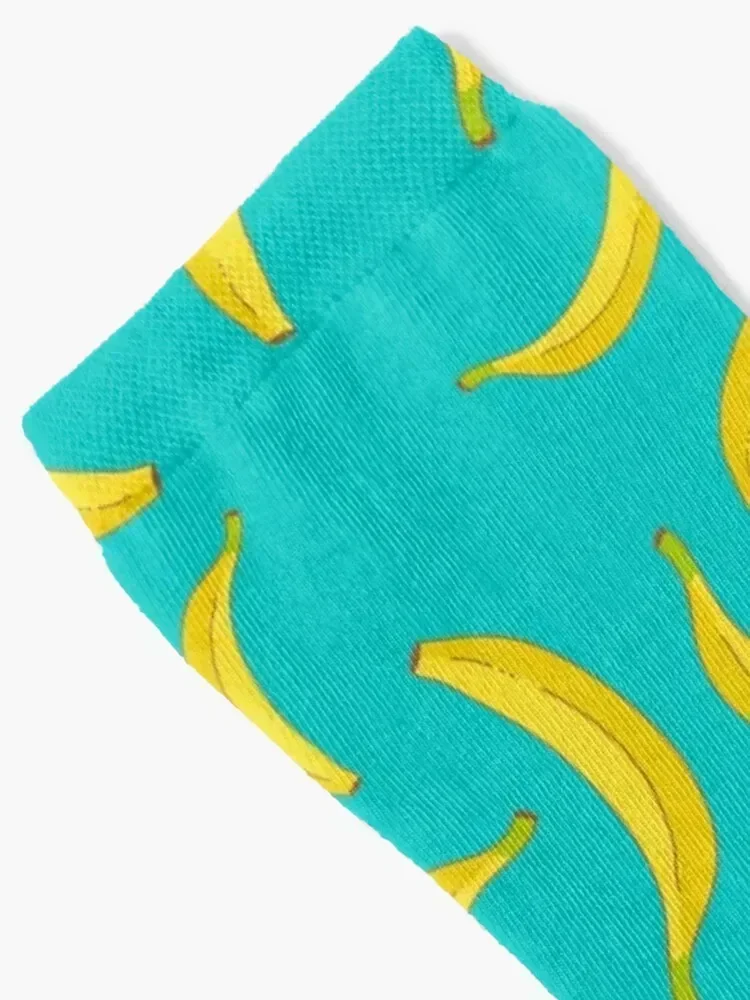 Bananas Sticker Fruit Bananas Shirts Pattern Cute Yellow Banana With Blue T Shirt Socks Men's hiphop Man Socks Women's