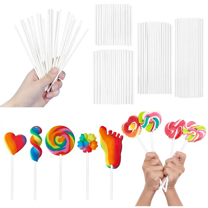 

100pcs Disposal Lollipop Stick Food Grade Plastic Sucker Tubes Sticks For Chocolate Candy Lollypop DIY Mold Tool 8/10/15/20cm