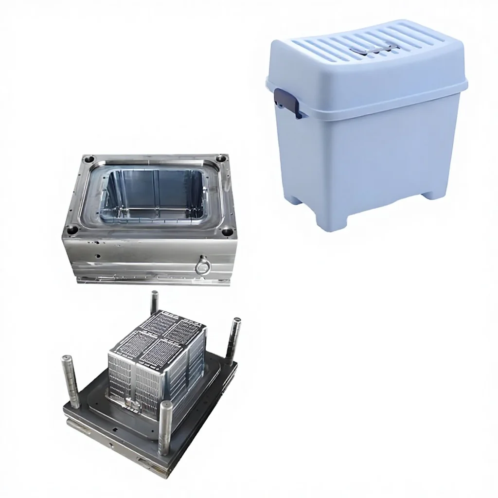 

HH Brand H1012 Large Capacity Heavy-Duty Foldable Storage Box Custom Injection Molded 3-Sided Opening Plastic Container