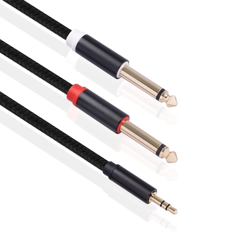 Audio Cable 3.5Mm To Double 6.35Mm Aux Cable For Mixer Amplifier DVD Player Speaker 6.5Mm 3.5 Jack Splitter Cable