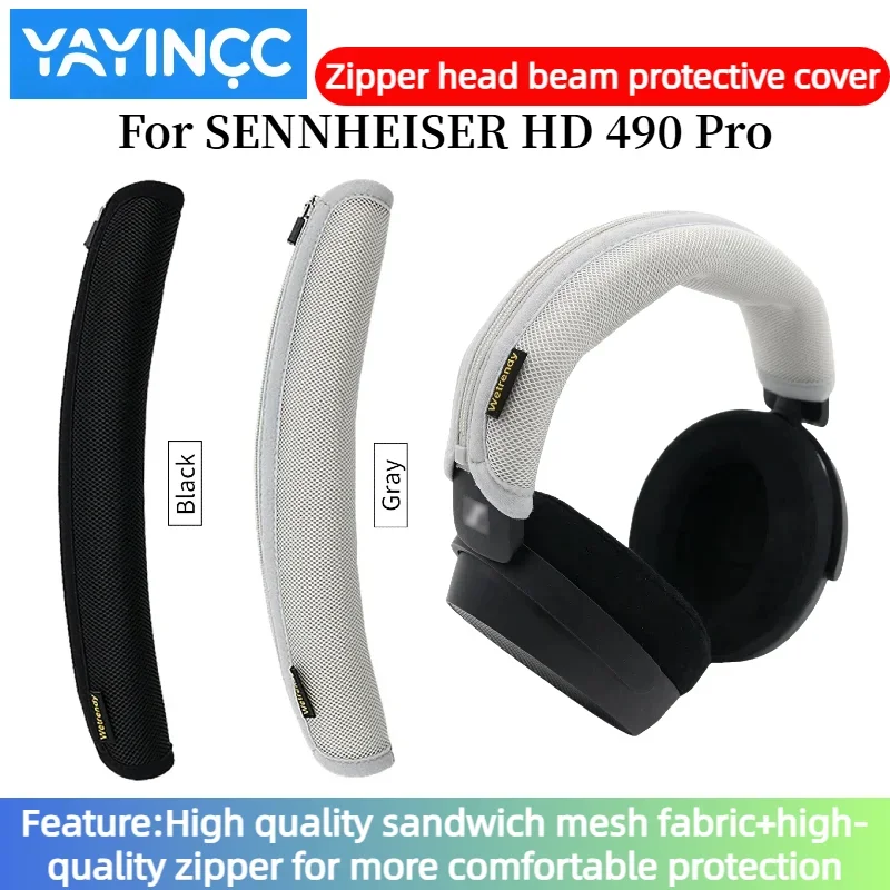 

YAYINCC Headphone Head Beam Cover for SENNHEISER HD 490 Pro Earphone Zipper knitted fabric headband protective cover