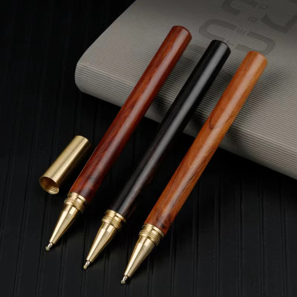 1 + 10 Teile/satz Vintage Holz Körper Kugelschreiber Messing Ball Roller Pen Metall Kappe Kugelschreiber Schreibwaren Schule Business Geschenke liefert – Detail 7