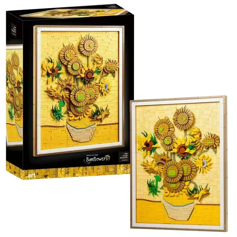 

Новый подсолнух, всемирно известная художественная живопись, модель фургона, строительные блоки, креативное украшение, подарок, игрушки для взрослых и детей, праздник