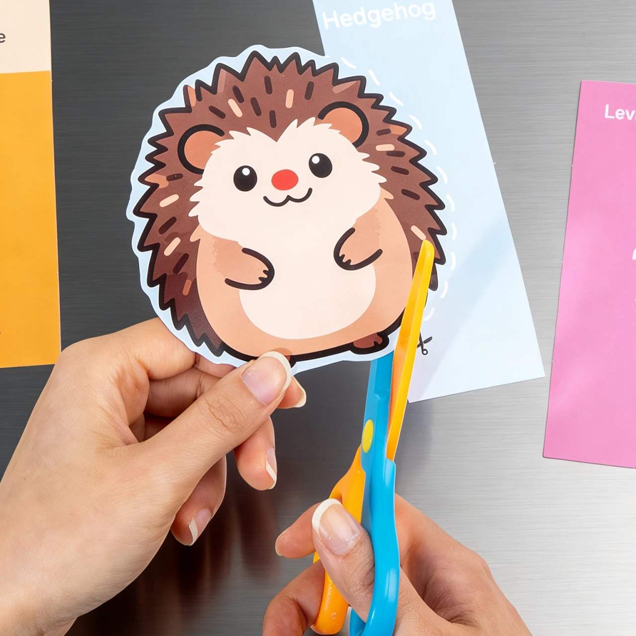 กระดาษตัดลายการ์ตูนสำหรับเด็กอนุบาลโดยเฉพาะ ปลอดภัยด้วยกรรไกรแบบเด้งกลับ ฝึกทักษะการใช้มือและพัฒนาสมองสำหรับเด็กเล็ก