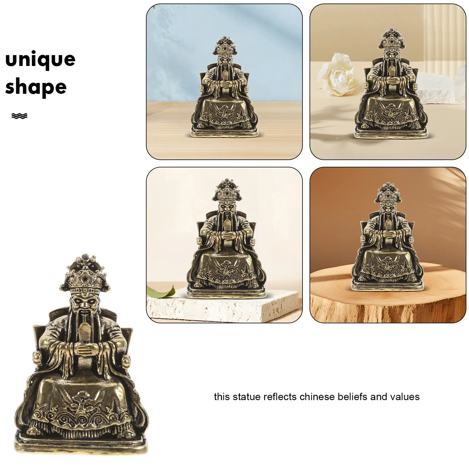 Exquisite Brass Dragon God of Wealth Sculpture Chinese Feng Shui Statue Home Living Room Study Desk Decor Good Luck view 2