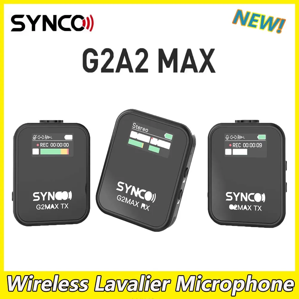 Synco G2 A1 A2 Max Wireless Lavalier Microfone Mic System for Smartphone Table DSLR Camera Realtime Monitoring