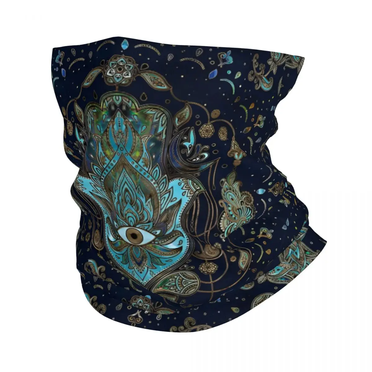 Hand Of Fatima Blue Thin Bandana Neck Gaiter Wrap Scarf Headband Neck Cover