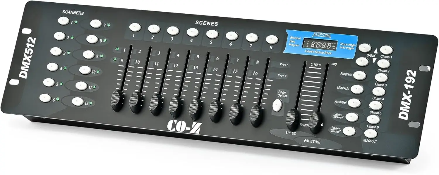 

Профессиональный контроллер DMX 512 для сценического освещения, диджеев, дискотек, ночных клубов и вращающихся световых приборов