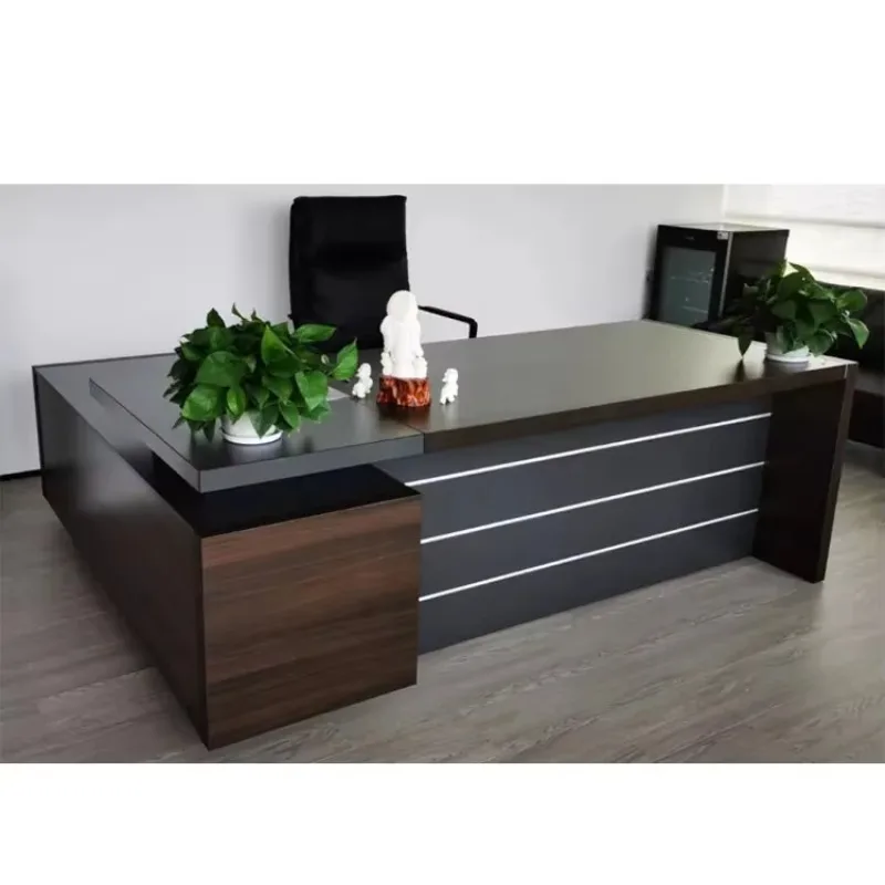 Mesa executiva de madeira maciça de alta qualidade, moderna e luxuosa, mesa executiva com gavetas