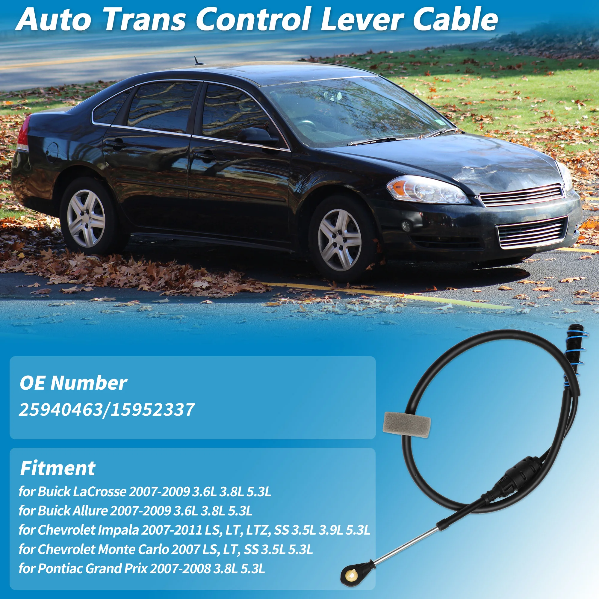 

UXCELL No.25940463 Auto Trans Gear Shift Cable for Buick LaCrosse for Chevrolet Impala