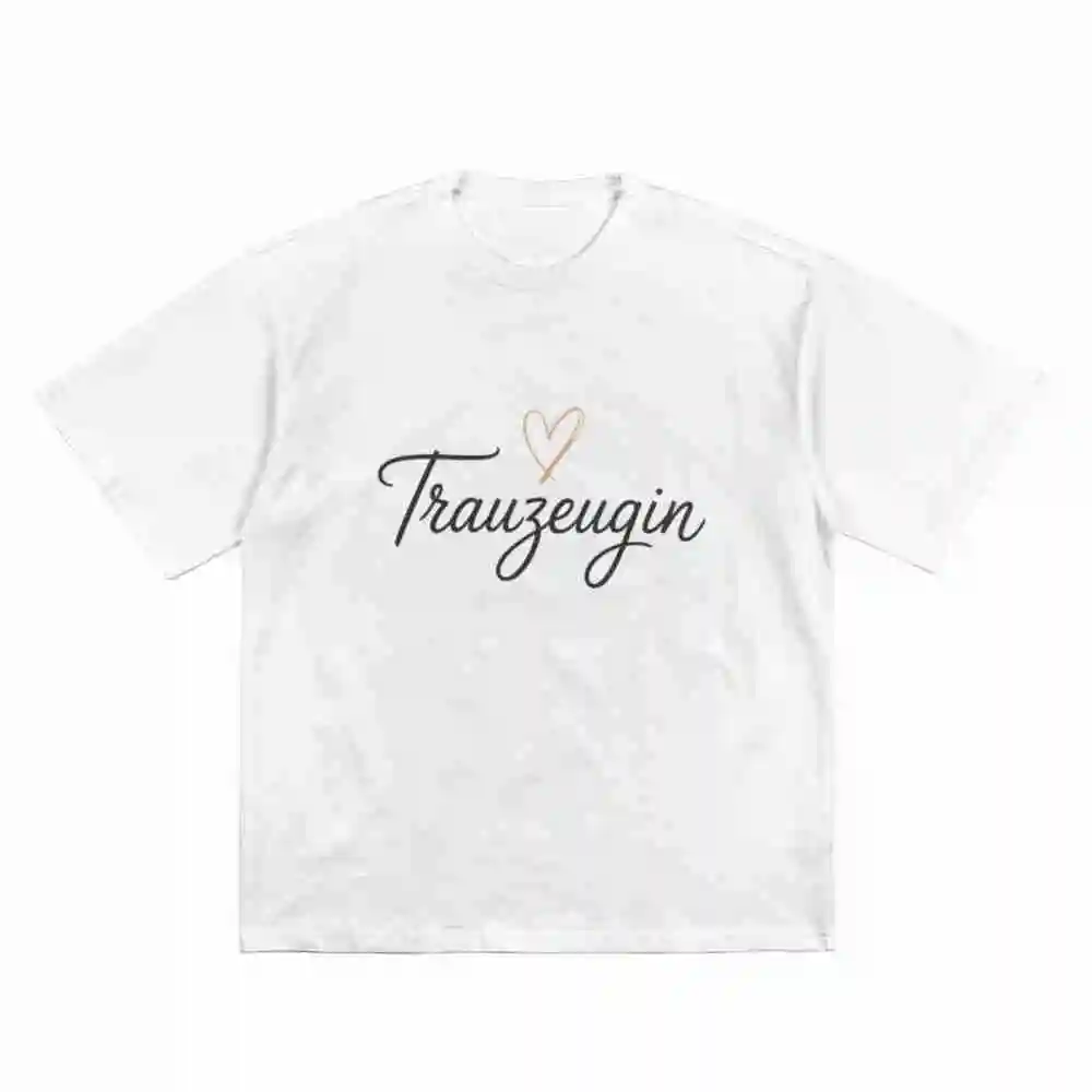 Bridesmaid Bachelor Party JGA Wedding German Text Heart Trauengin Short Sleeve Tee 100% Cotton T-Shirt