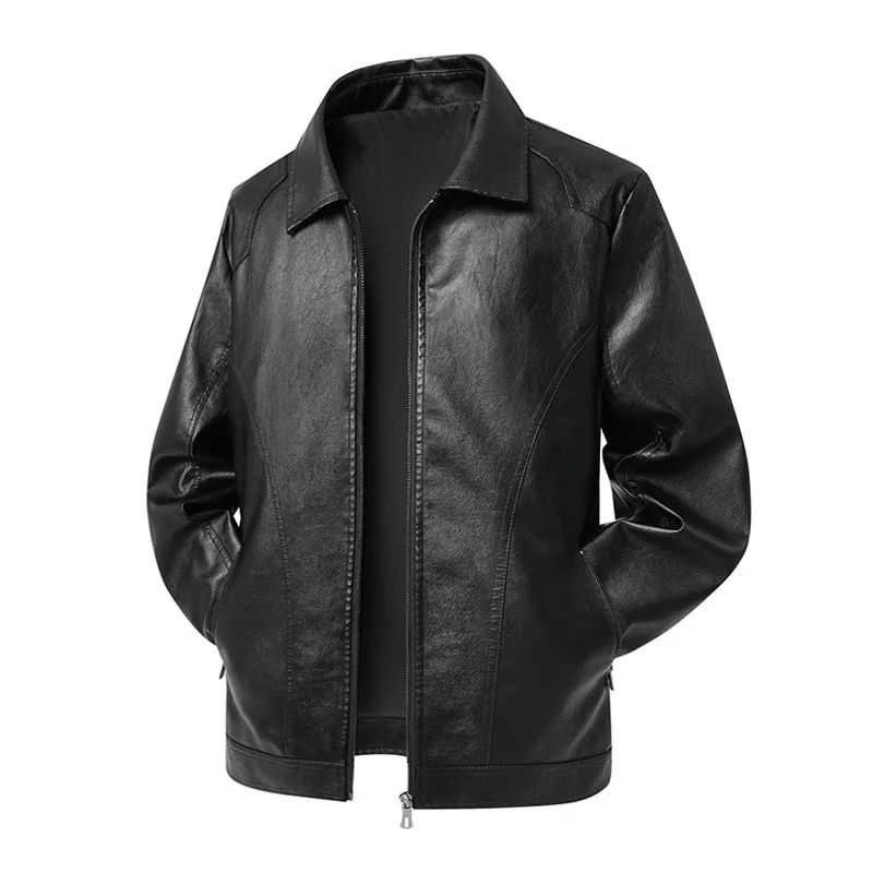 

Мужские куртки из искусственной кожи размера плюс 8XL, деловое повседневное пальто с лацканами, свободные карманы на молнии, манжеты, модный дизайн, топы, ветрозащитное теплое мужское пальто