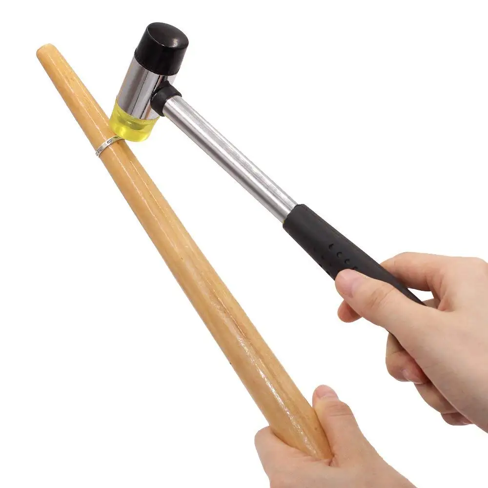 NIUPIKA Rubber Hammer Mallet with Wood Ring Mandrel Sizer Adjuster Shaper Repair Tools Jewelry Making Kit