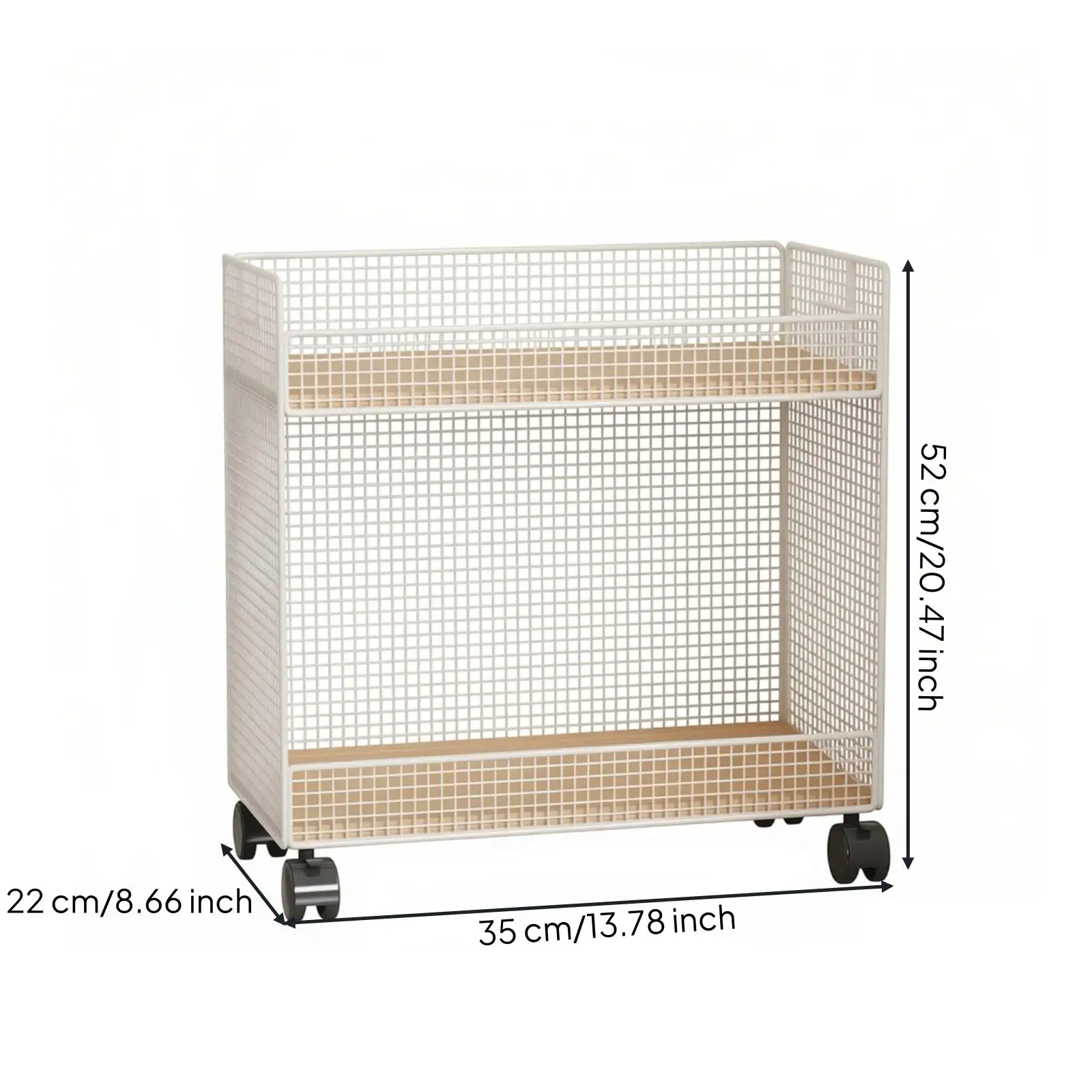 Portable Two Tier Storage Shelf Rack for Laundry Appliance Side Narrow Organizer Cart