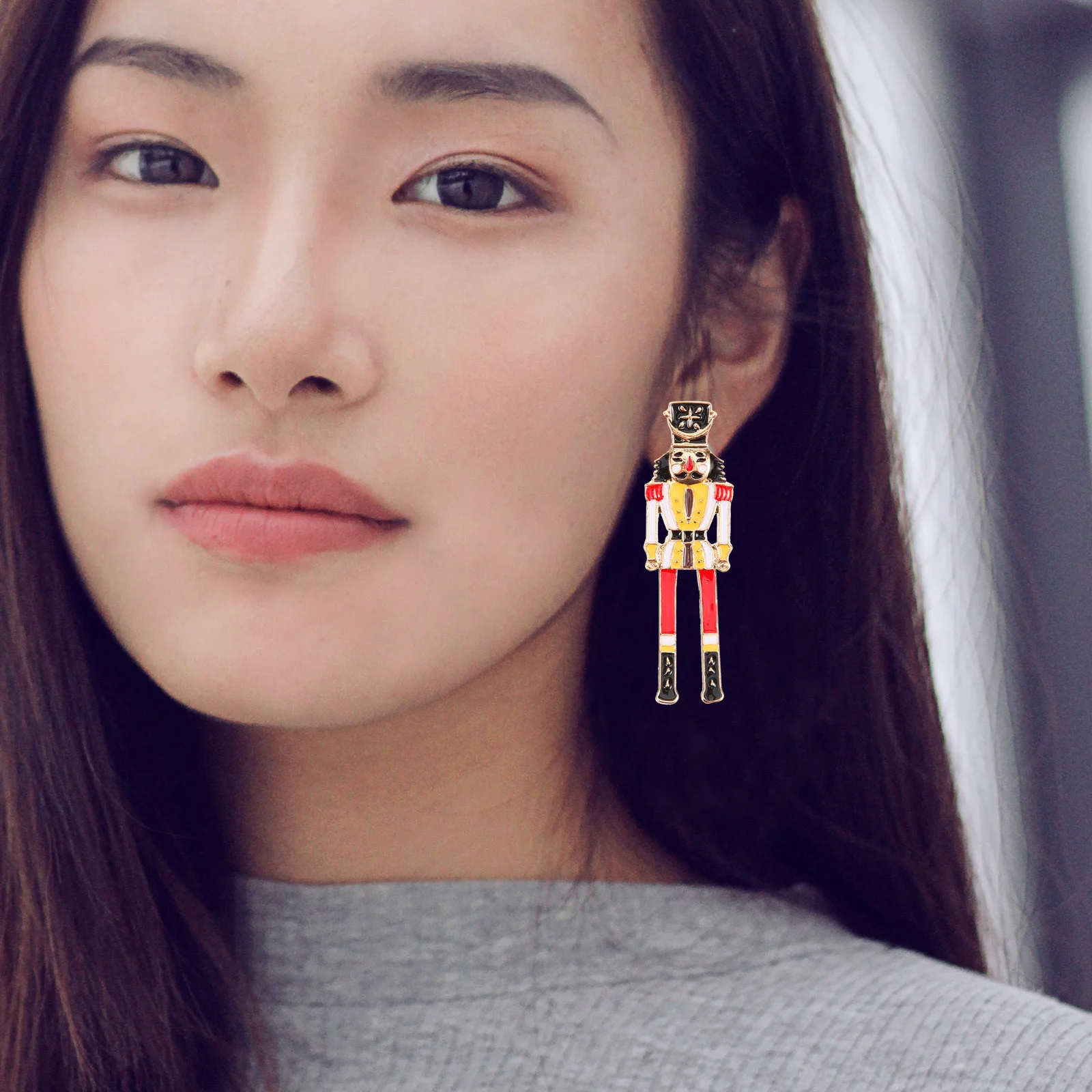 

1Pair Nutcracker Ear Studs Cute Lightweight Jewelry Earrings for Women Small Metal Dainty Statement Accessories