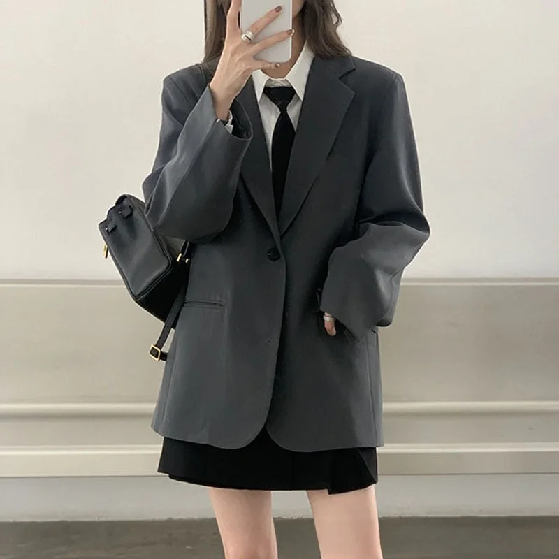 

Gray Street Style Small Suit Jacket Women's 2024 Spring Autumn New Korean Version Elegant Casual Short Size