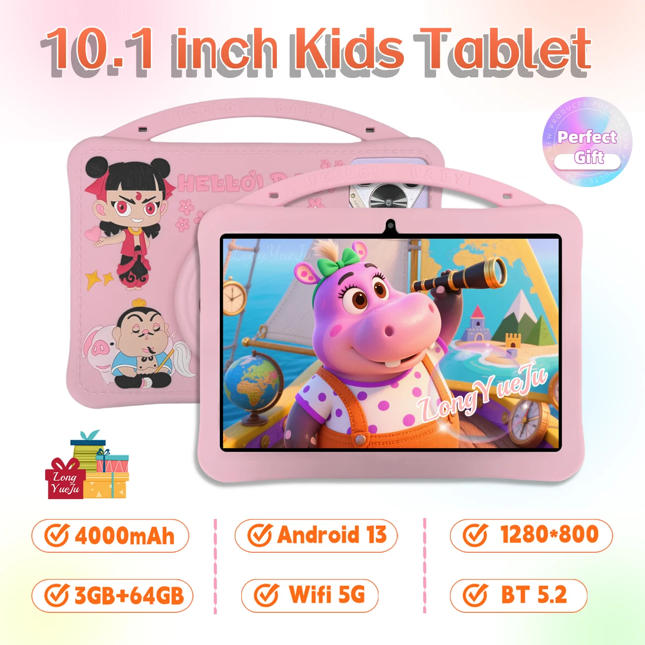 

10.1 inch Android Kids Tablet with Parental Control, HD Dual Camera, Wi-Fi, Multilingual OS