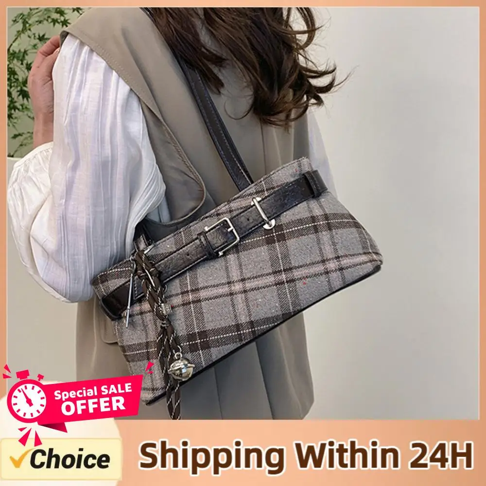 

New Fashion Women's Handbag Vintage Plaid Shoulder Bag with Premium Texture for Everyday Styling Small Tote Bag for Daily Carry