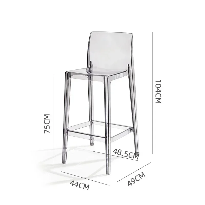 Акриловый прозрачный барный стул, высокий пластик, простой современный дизайнерский стул для ног, кресло с откидной спинкой для кафе, напольная мебель для комнаты Cadeiras
