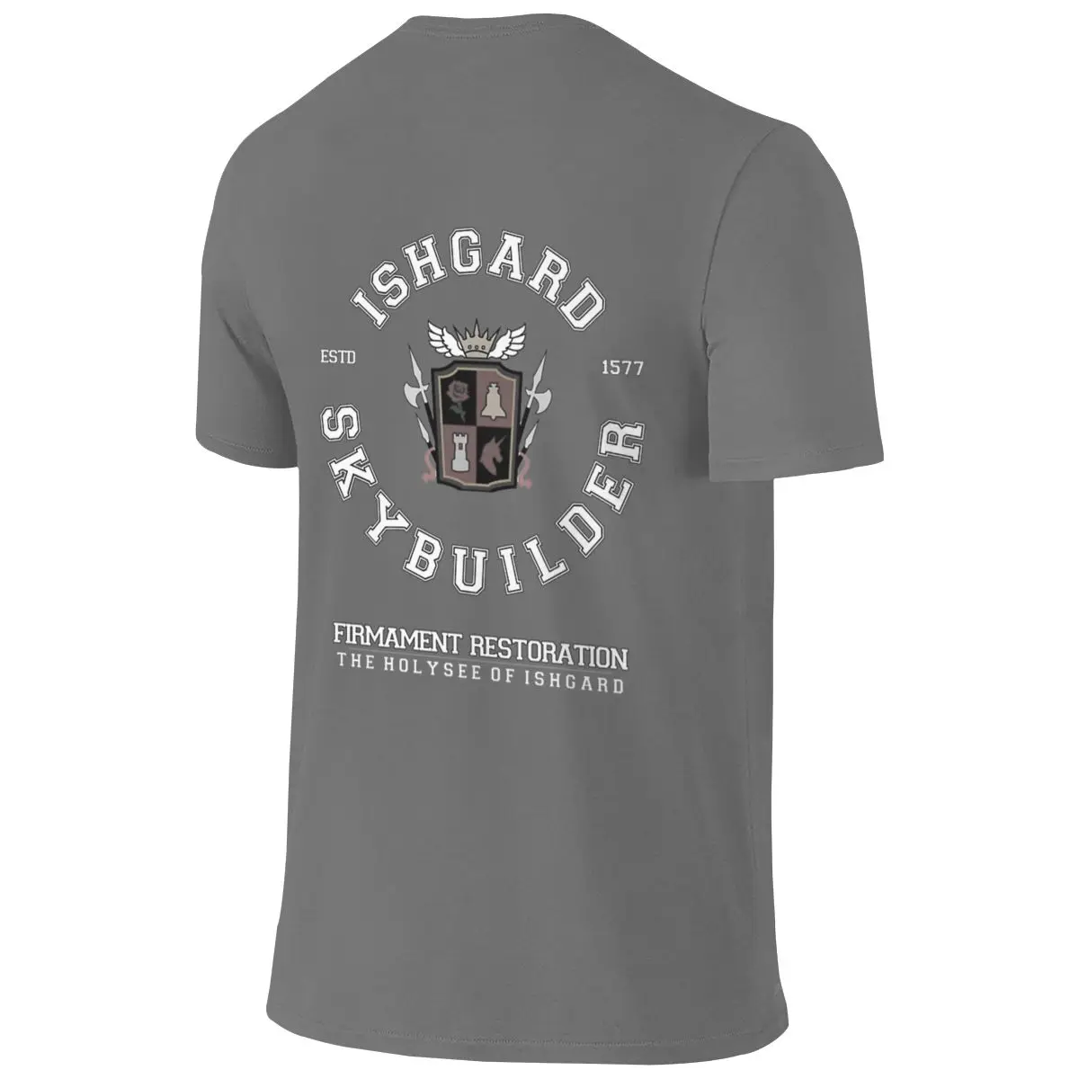 Skybuilders - Ishgard Restoration FFXIV Slightly Wide Reversible T-shirt Street Trendy Cool Embroidery T-shirt