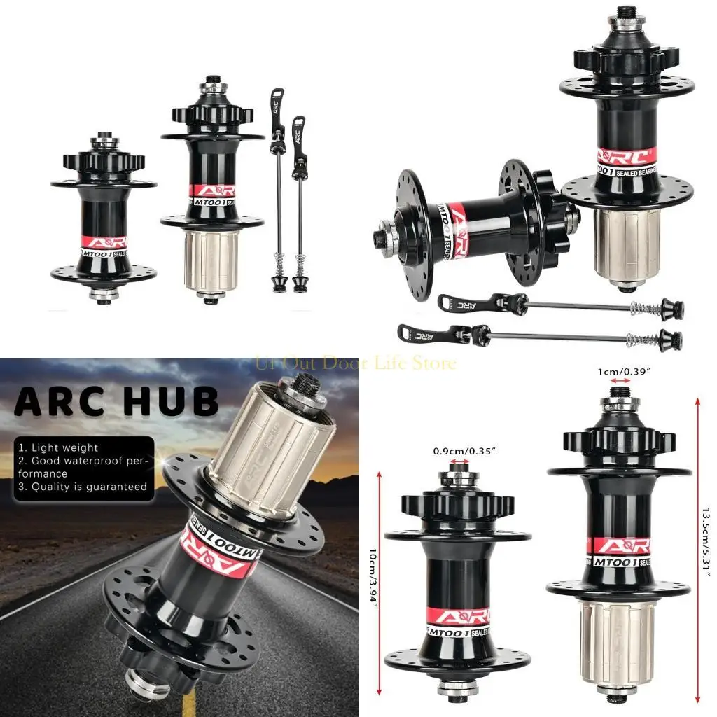 

77UF Disc Brake Disc Hub Set, 32/ 36 Holes, MTB Front and Rear Bearing Hubs 8 9 10 11 Speed,Black Red