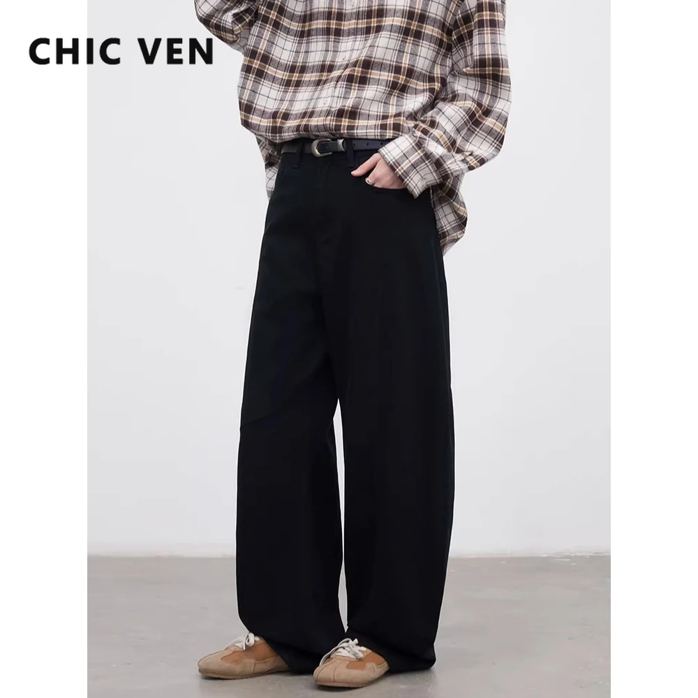 CHIC VEN Fashion Women Jeans Solid Loose Casual High Waist Black Wide Leg Denim Pants Ladies Trousers Cotton Spring Autumn 2026