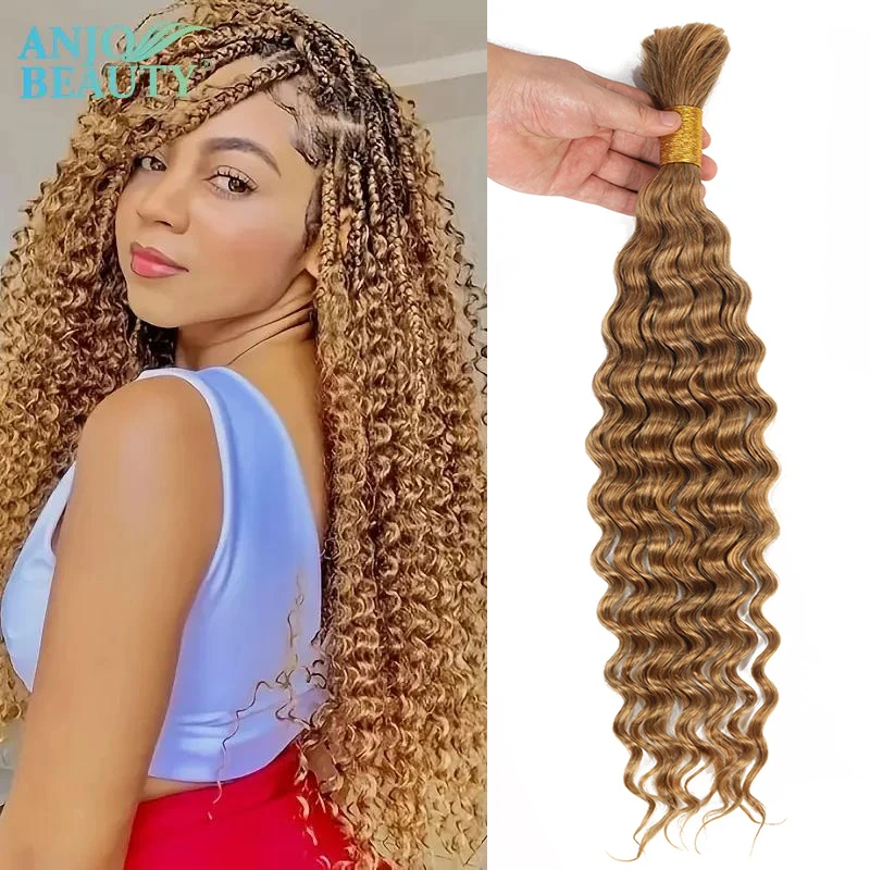 

# 27 Медовый блондин Глубокая волна человеческих волос для плетения без утка Remy Bulk Human Hair 14–28 In Bulk Наращивание волос 50 г/100 г