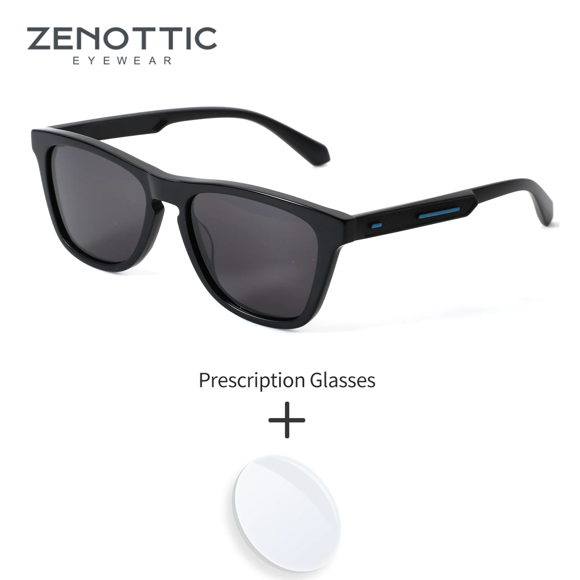 

ZENOTTIC M Size Acetate UV400 Polarized Sunglasses Prescription Fashion Solid Color Custom Men Square Optical Sun Glasses