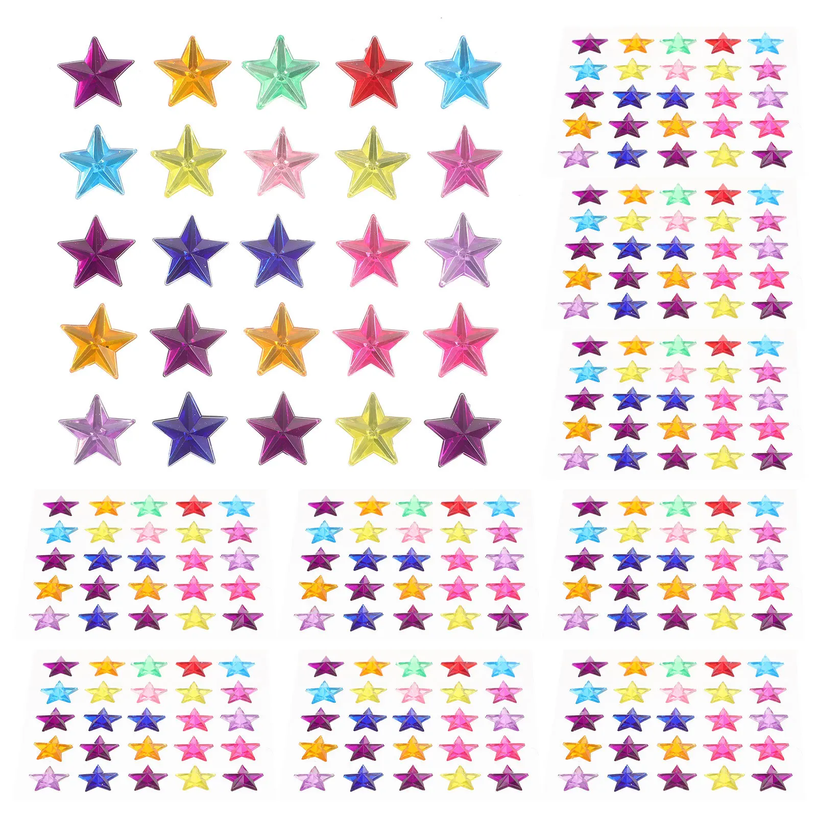

10 Sheets Acrylic Gems Stickers Star Rhinestones Self-Adhesive DIY Craft Phone Case Decorations Gems for Crafts
