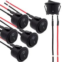 6Pcs Mini Rocker Switch 12 Volt ON Off Toggle Switch with Pre-Wired 6A/250V 10A/125V AC 12V DC Electrical Switches for DIY Apply