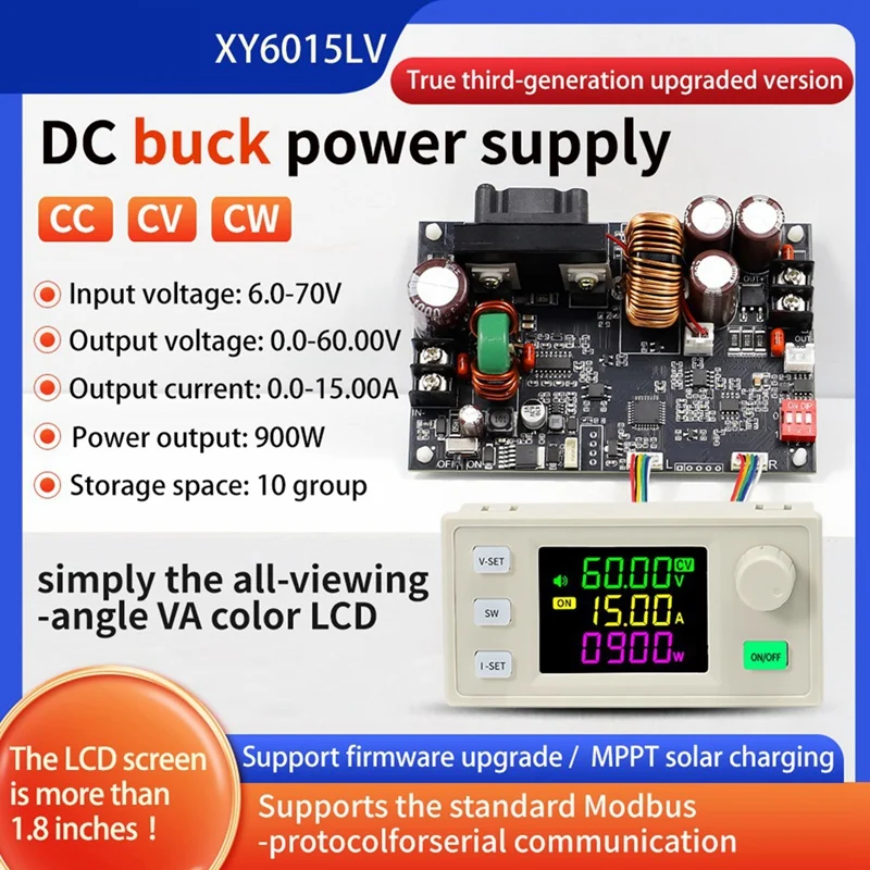 XY6015LV CNC Adjustable DC Power Supply Constant Voltage Constant Current Maintenance 15A/900W Step-Down Module