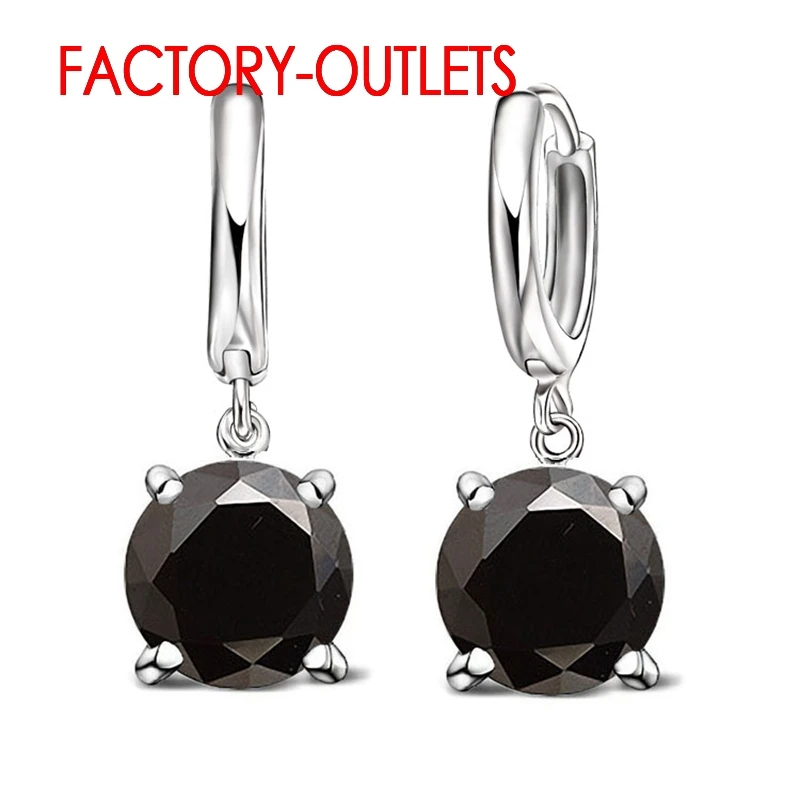 Fast Shipping Genuine 925 Sterling Silver Dangle Earrings CZ Crystal Big Round  Earrings For Women Girls Gift Fashion Jewelry