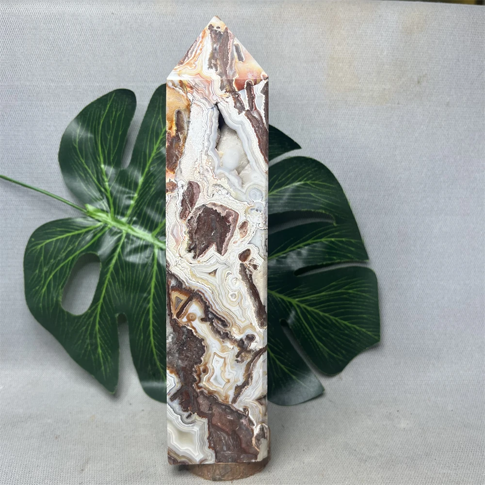 Mexico Crazy Geode Agate Natural Rock Tower Home Decor Obelisk Feng Shui Meditation Witchcraft Altar Prayer Crystal StoneHealing