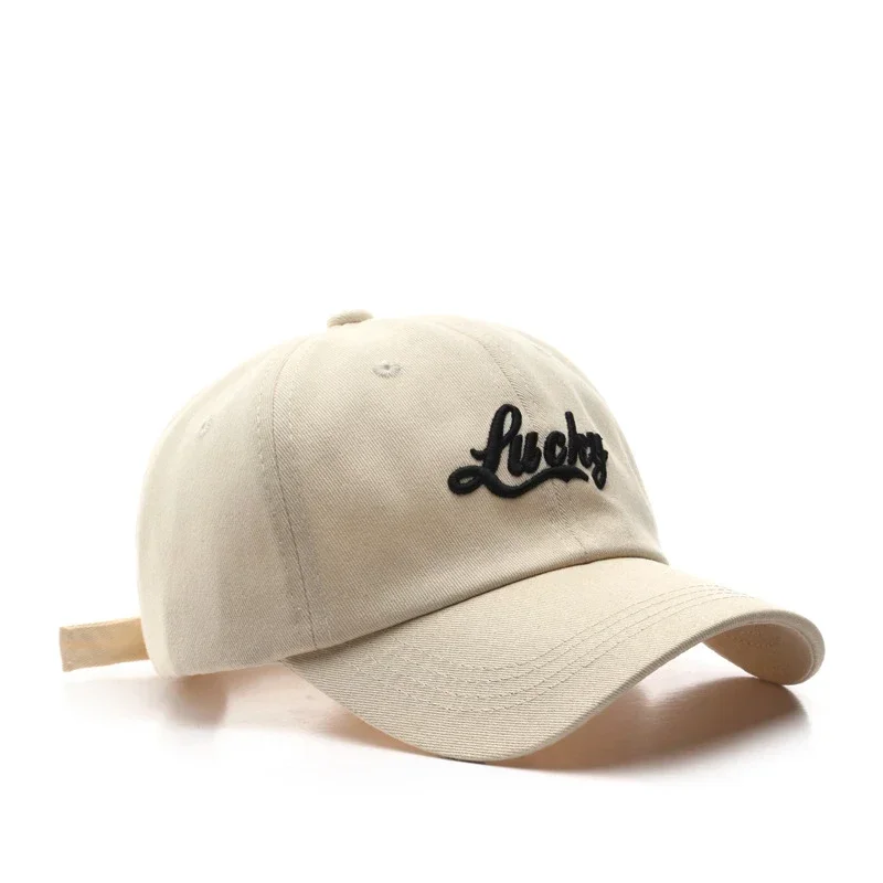 Lucky Embroidery Casual Baseball Cap Solid Color Simple Dad Hat Unisex Sun Hats For Women Men