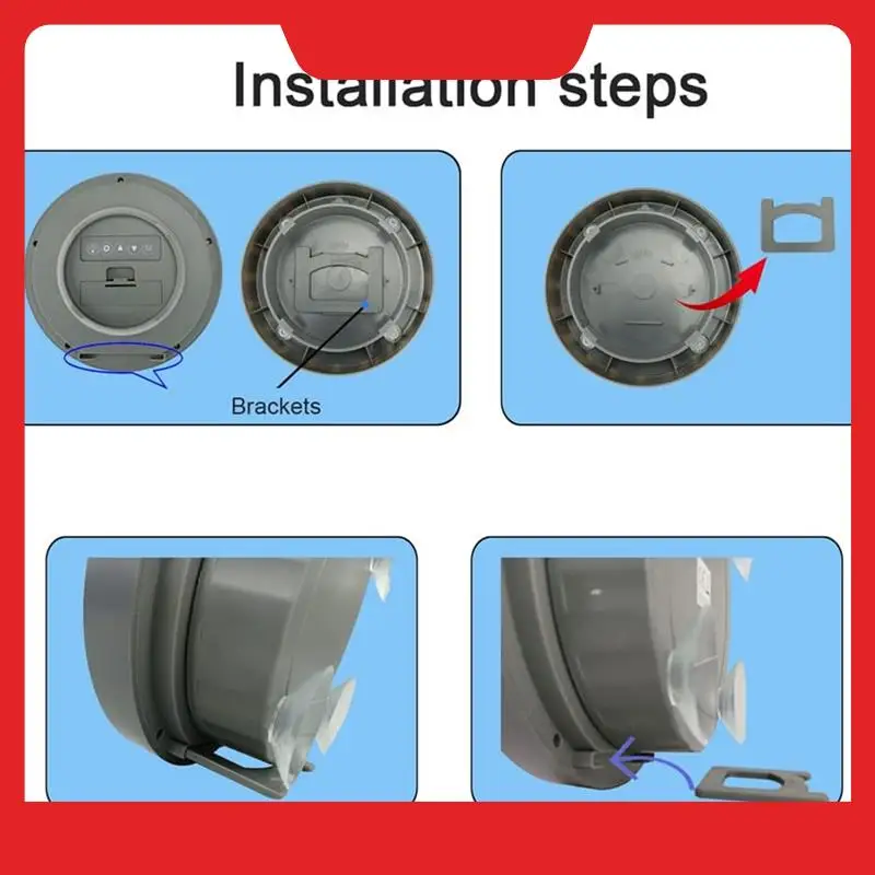 

1 PCS No Punching Suction Cup Clock Gray Home Waterproof Bathroom Kitchen Clock LCD Digital Display Clock Temperature Detector