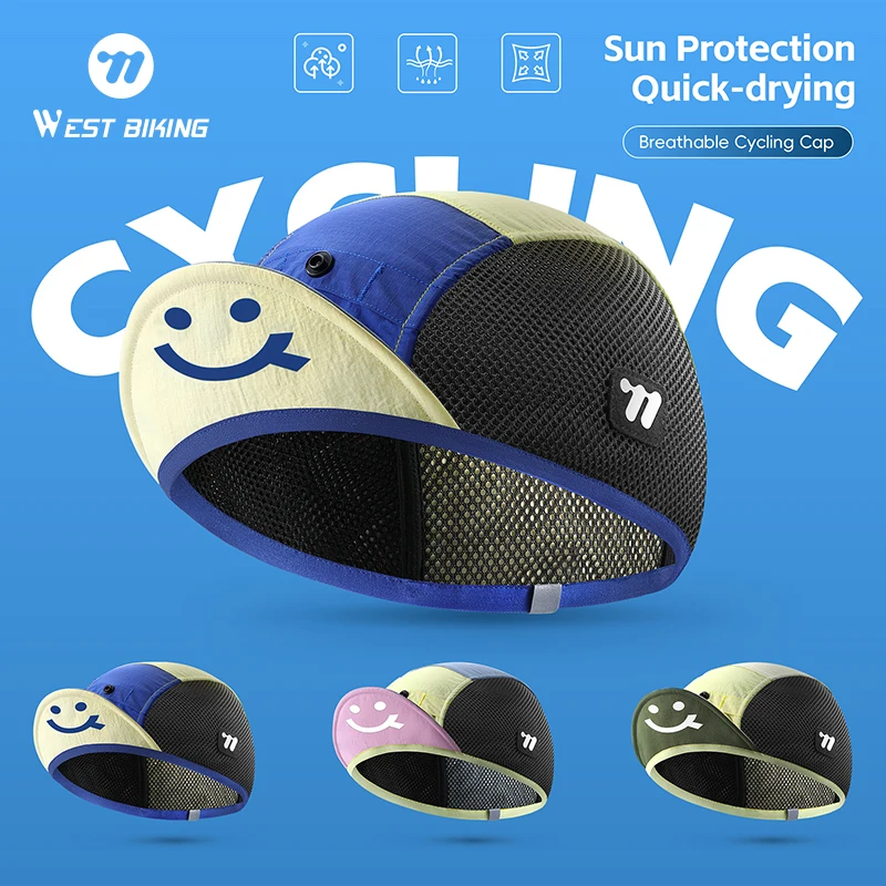

Велосипедные кепки WEST BIKING со складными полями, светоотражающие смайлики, дышащие спортивные кепки для бега, водоотталкивающие шапки для велосипедного шлема с подкладкой