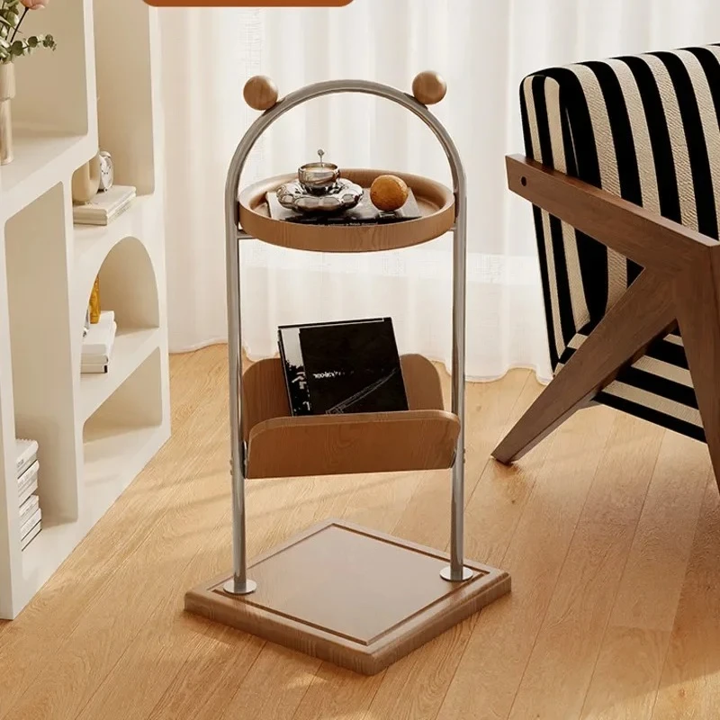 Light Luxury Advanced Sense Mini Coffee Table Solid Wood Cream Wind Storage Rack Home Furniture Living Room Sofa Edge A Few