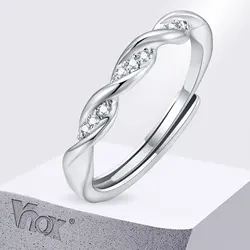 Vnox Adjustable 3mm Wedding Rings for Women Bridal, Mobius Twisted Metal Finger Band with Shiny AAA CZ Stones, Gift for Her