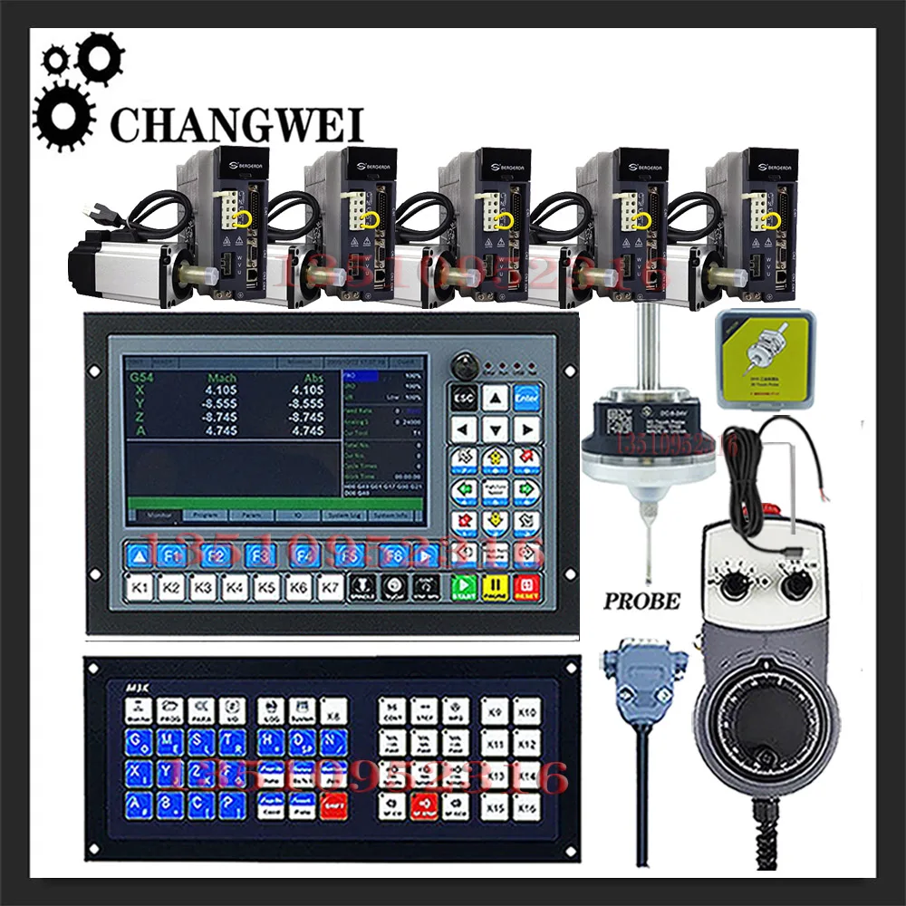 The New Ddcs-expert 3/4/5 Axis Cnc Offline Controller +750w 220v Servo Motor Kit +3d Edge Finder +atc Extended Keyboard+mpg