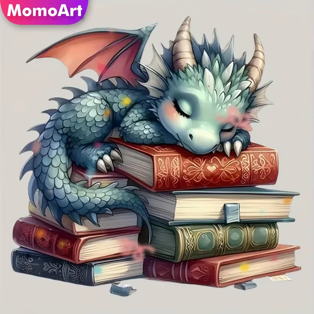 Momoart Dinosaurier Diamantmalerei Tier Cartoon Kreuzstich-Set Diamant-Mosaik-Buch DIY Bastelset Stickerei Handgemachtes Geschenk