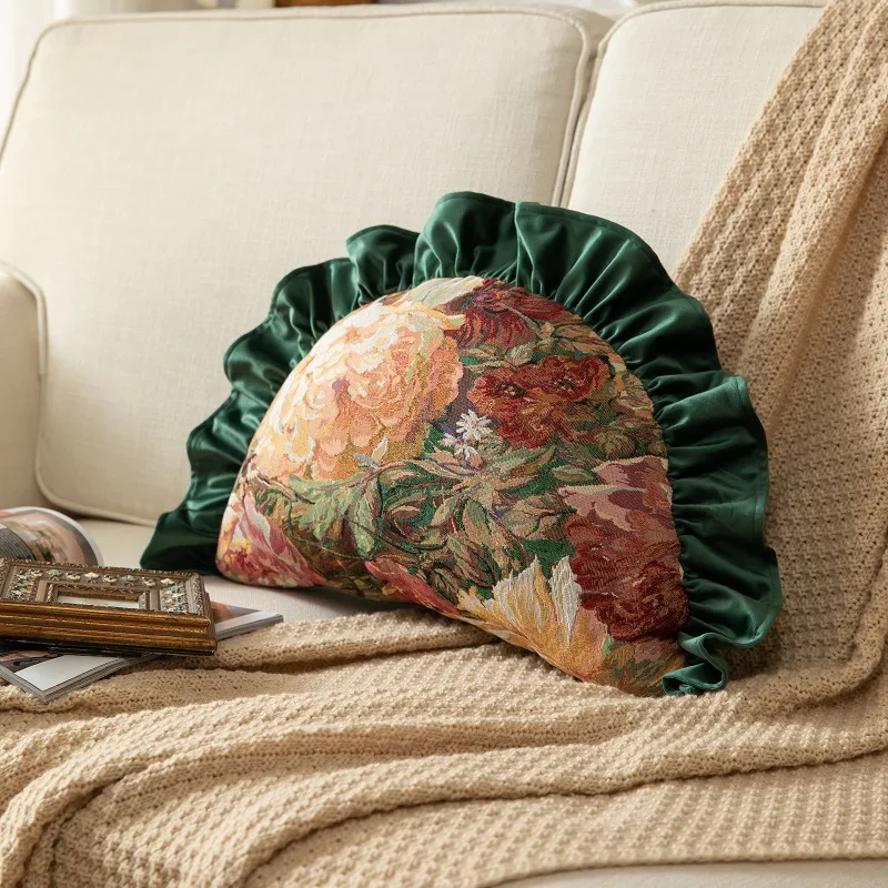  Retro Dumpling Pillow Creative Floral Odd-Shaped Backrest Pillow High-End Living Room Sofa Pillow Large Headboard