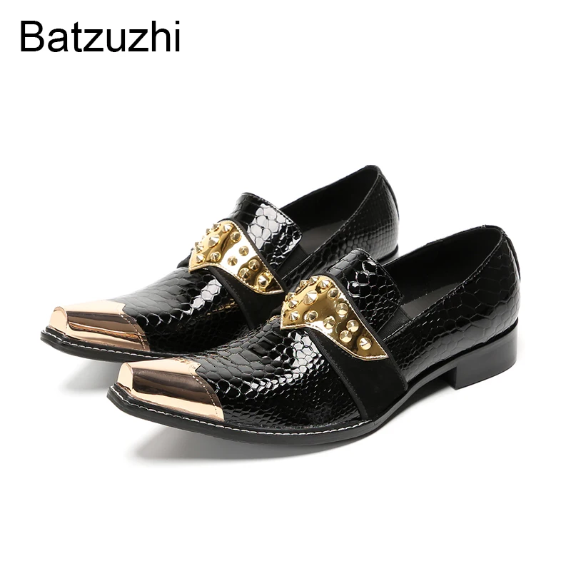 

Batzuzhi Fashion Men Shoes Genuine Leather Black Formal Business, party and Wedding Shoes for Man Flats, Big Sizes US6-US12