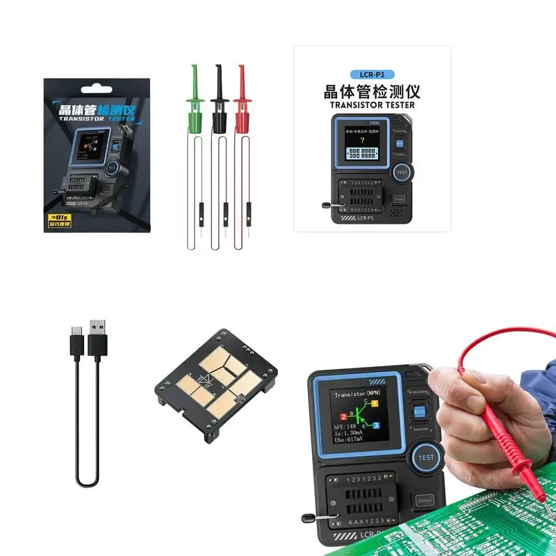 Transistor Tester Graphic Display Capacitance Meter Diode Resistor Inductor Capacitance Tester MOS SCR Meter Automatic Checker