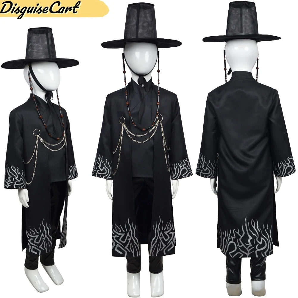 أطفال الكبار جينو ساجا تأثيري حلي شيطان هنتر بنين الأطفال قبعة معطف السراويل دعوى هالوين مجموعة ملابس الحفلات