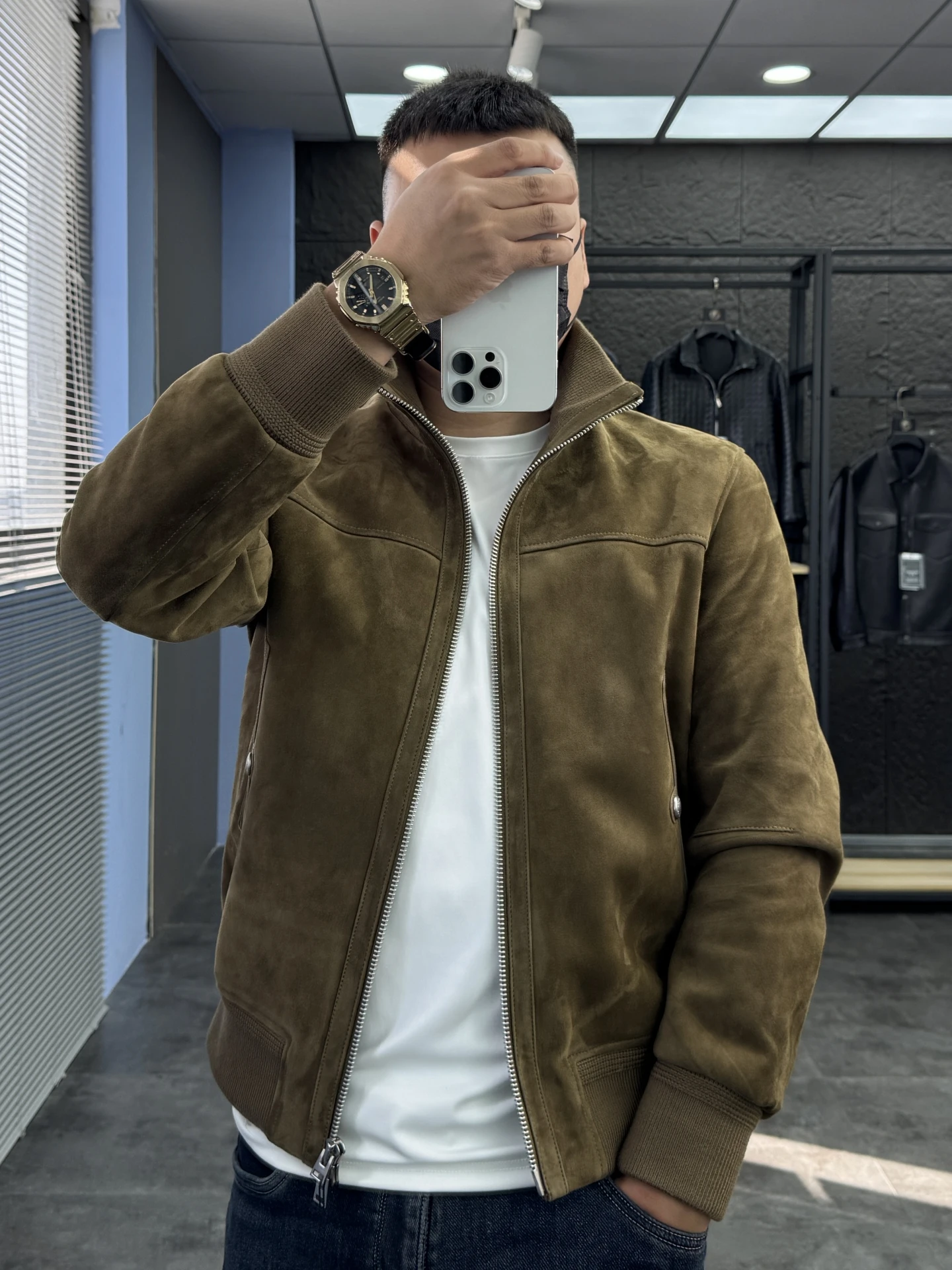 

Svip Thiened Goat Suede Jaet, осеннее мужское кожаное пальто с воротником-стойкой, удобное ветрозащитное теплое пальто против морщин, застежка-молния