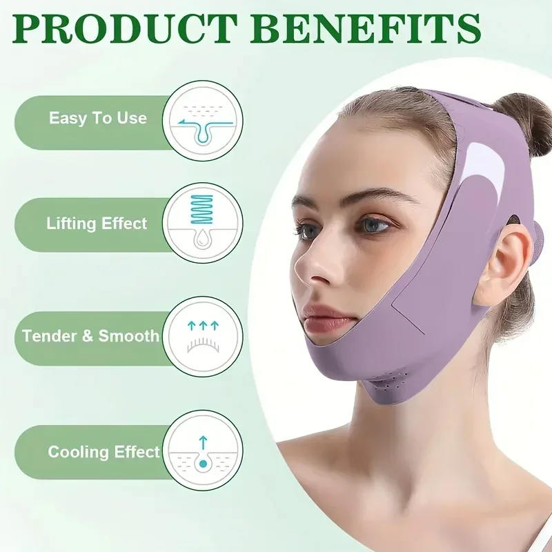 Overnight Face Lift Band with Graphene Fiber - Double Chin Reducer & Jawline Definer, Washable Reusable Beauty Strap 5 Sizes
